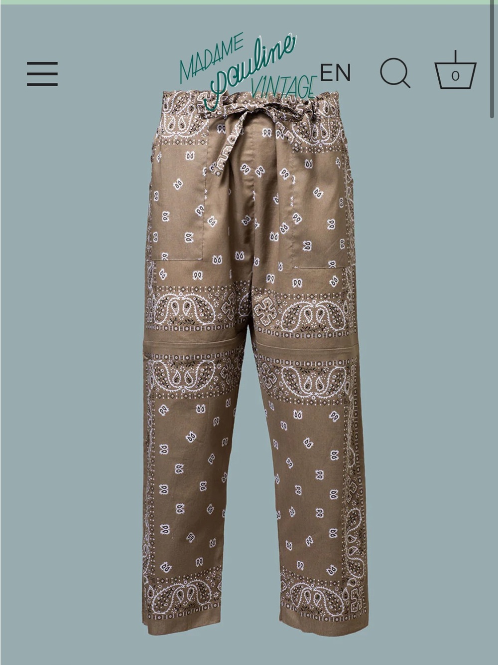 Madame Pauline Vintage Women’s Tan Bandana-Print Chinos